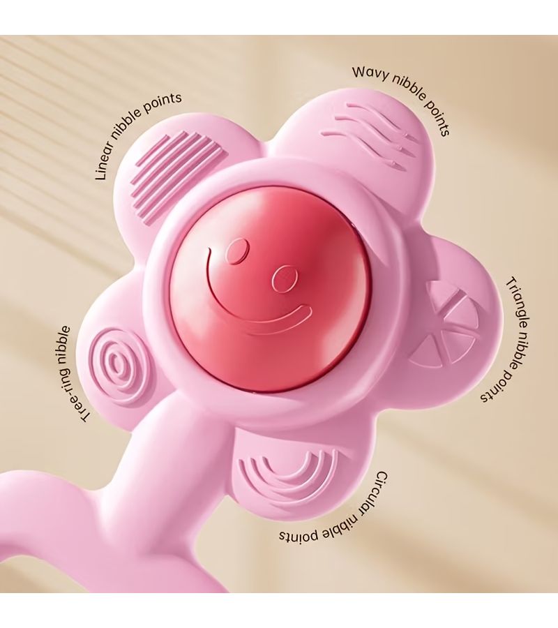 Pink Adorable Flower Shaped Baby Rattle Toy With Easy Grip Ring Promotes Hand Eye Coordination Safe And Durable For Sensory Play Perfect Gift For Baby Parties Birthdays And Holidays - Image 4