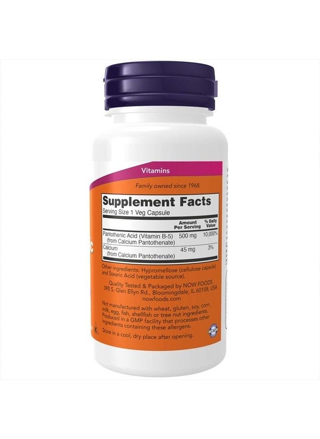 now Supplements, Pantothenic Acid (Vitamin B-5) 500 mg, B-Complex Vitamin, 100 Capsules  - Image 2