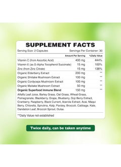 Organic Earth Immune Guard with Organic Elderberry & Superfood Immune Blend  60 Capsules  - Image 2