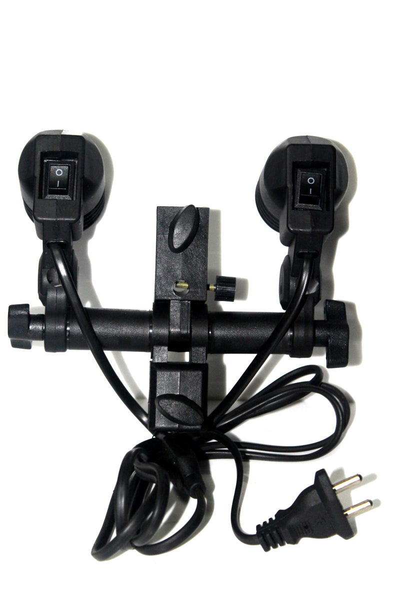 SHOPEE B22 Double Light Socket with Light Stand Swivel Mount & Umbrella Holder for Photography, Film,Video Studio - Image 4