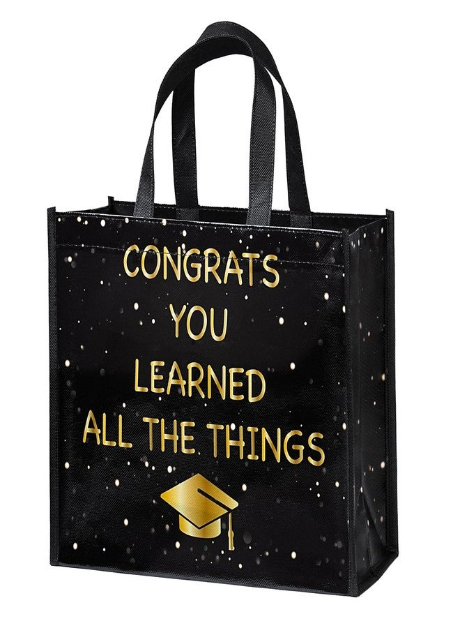 WRAPAHOLIC Large Reusable Graduation Gift Bag with Handles - 10 x 5 x 13 inch - Black & Gold Cap Congratulation Gift Bag, Perfect for Graduation Season Party Supplies - Image 1