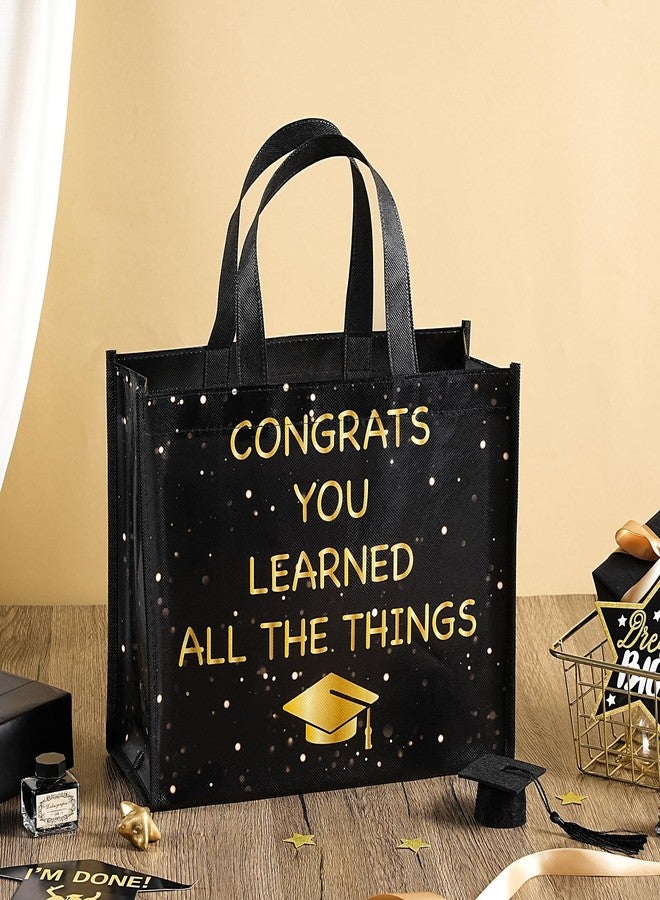 WRAPAHOLIC Large Reusable Graduation Gift Bag with Handles - 10 x 5 x 13 inch - Black & Gold Cap Congratulation Gift Bag, Perfect for Graduation Season Party Supplies - Image 3
