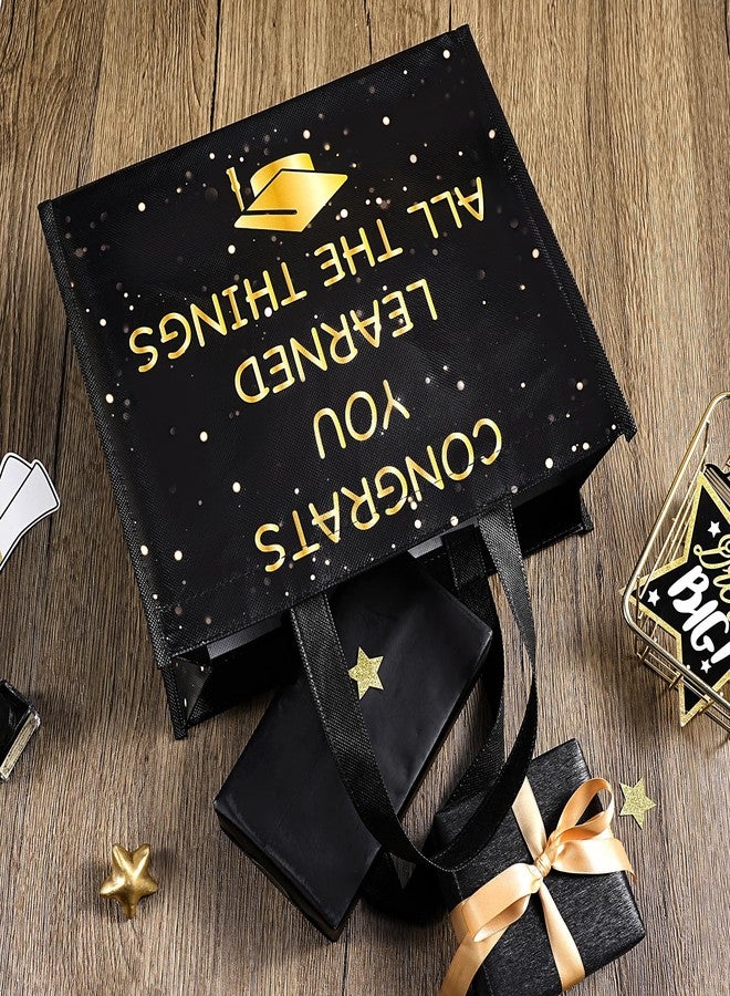WRAPAHOLIC Large Reusable Graduation Gift Bag with Handles - 10 x 5 x 13 inch - Black & Gold Cap Congratulation Gift Bag, Perfect for Graduation Season Party Supplies - Image 2