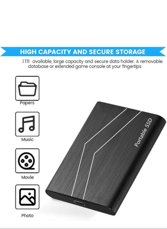 محرك أقراص الحالة الصلبة المحمول Ssd المحمول، محرك الأقراص الصلبة الخارجي Usb3.1 النوع C، محرك الأقراص الصلبة الموسع الصغير سعة 1 تيرابايت. مناسب لسطح المكتب، والكمبيوتر المحمول، وMac، وPs4، وما إلى ذ