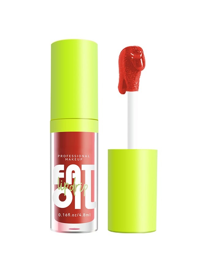 Julystar Plump Lips Fat Perks, Lip Glow Oil Deep Nourishing Moisturizing Glossy Long Lasting Lightweight Non Sticky Portable Lip Oil Lip Care to Fade Lines and Exfoliate Dead Skin for Women 4.8ml (#08) - Image 1