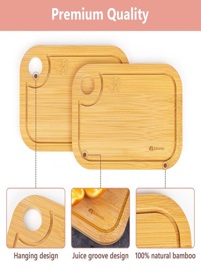 laboos Mini Bamboo Cutting Board Set of 2 - Small Wooden Chopping Boards with Juice Groove, Lightweight & Compact for Baby Food, Dorm, Travel, Camping - 8.5”x6” Easy-to-Store Kitchen Essentials - Image 4