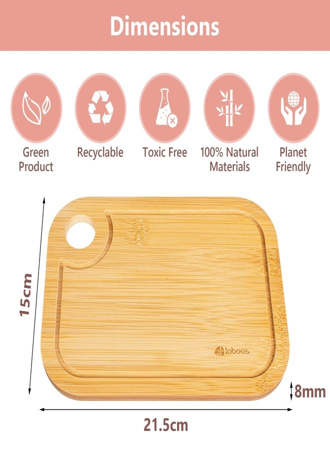 laboos Mini Bamboo Cutting Board Set of 2 - Small Wooden Chopping Boards with Juice Groove, Lightweight & Compact for Baby Food, Dorm, Travel, Camping - 8.5”x6” Easy-to-Store Kitchen Essentials - Image 3