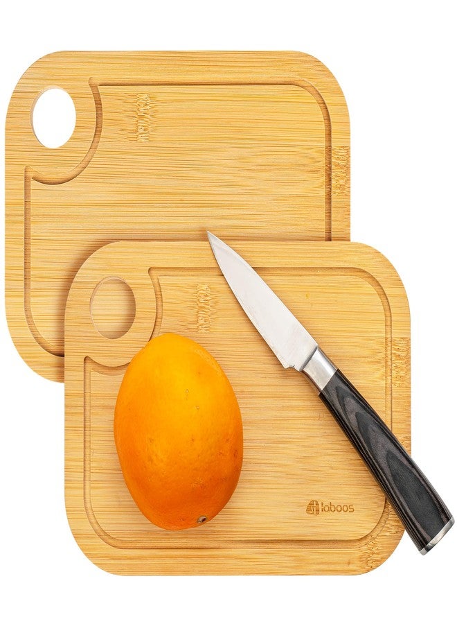 laboos Mini Bamboo Cutting Board Set of 2 - Small Wooden Chopping Boards with Juice Groove, Lightweight & Compact for Baby Food, Dorm, Travel, Camping - 8.5”x6” Easy-to-Store Kitchen Essentials - Image 1
