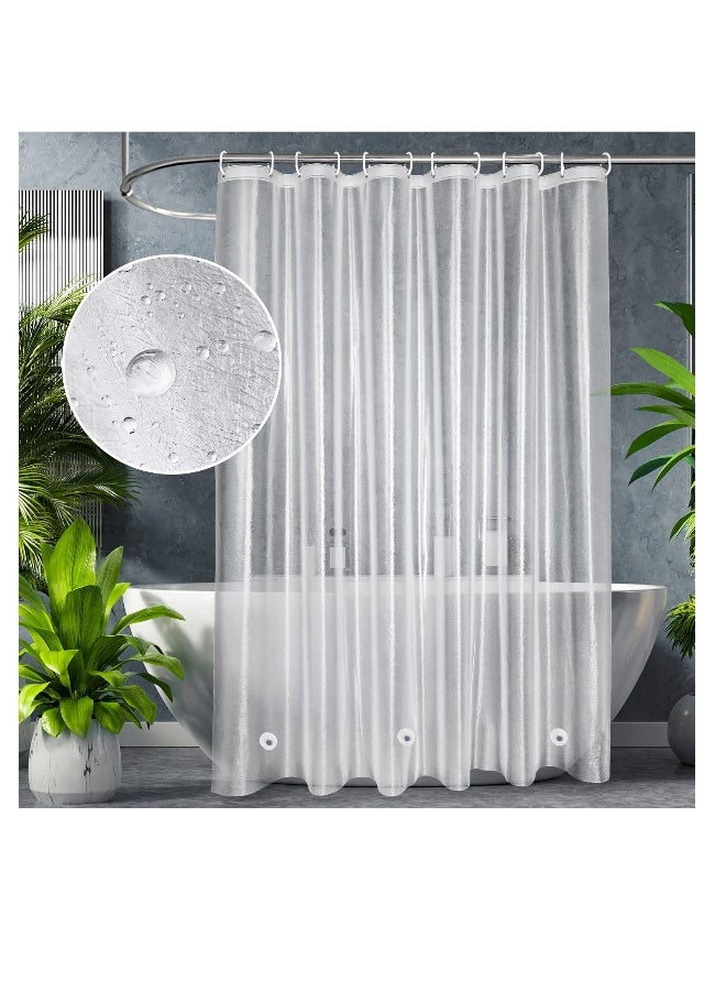 Frosted Shower Curtain Liner, 72 x 72 inches Frosted Shower Liner Waterproof, with 3 Big Magnets, Eva Plastic Weighted Shower Curtains, for Bathroom, Water Repellent, Semi Transparent - Image 1