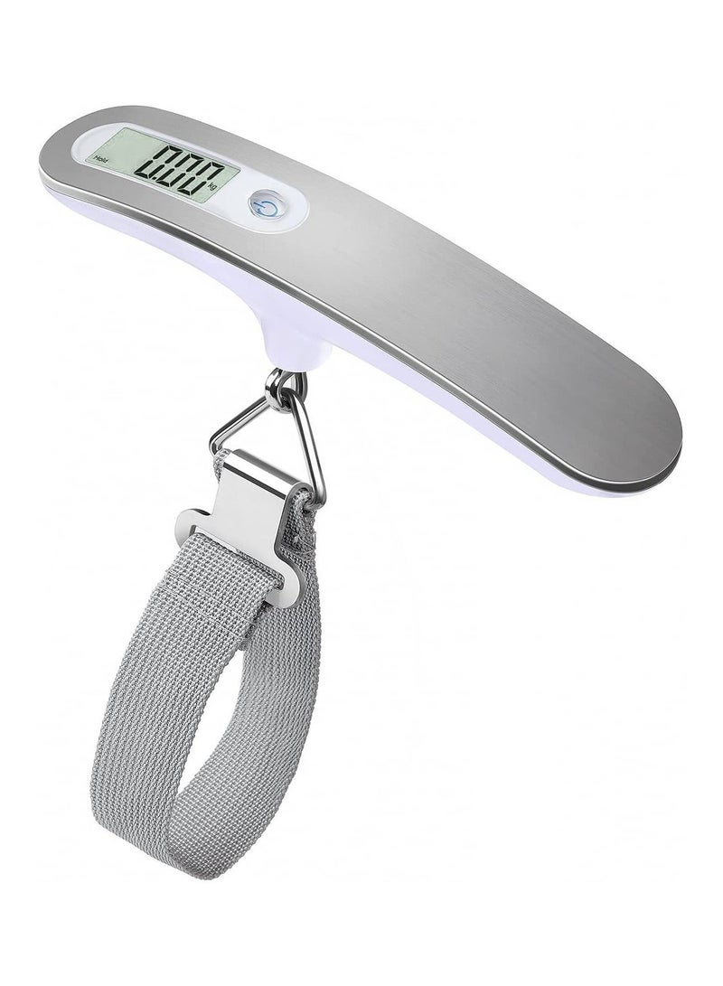 Portable Luggage Scale Travel Scale Hanging Suitcase Scales Weights with Tare Function 110lb 50KG Capacity, Silver - Image 1