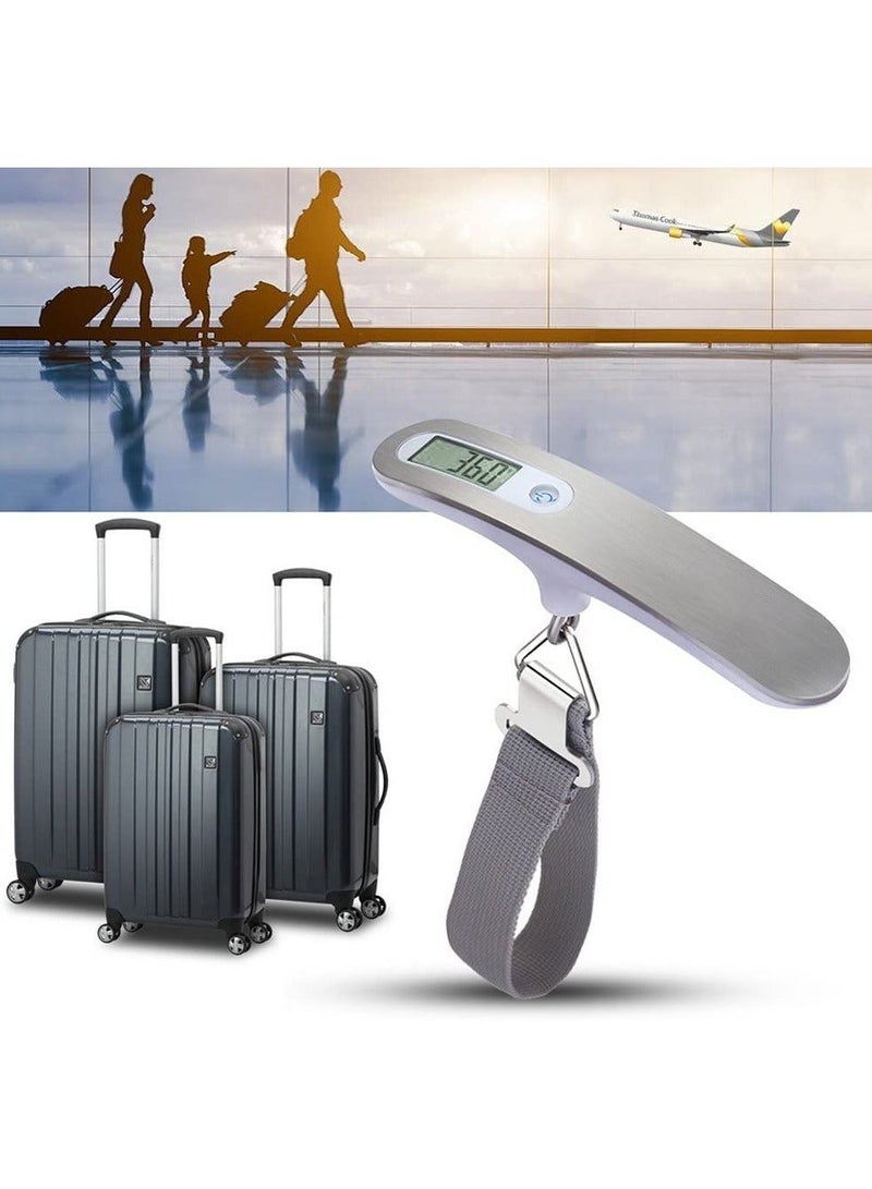 Portable Luggage Scale Travel Scale Hanging Suitcase Scales Weights with Tare Function 110lb 50KG Capacity, Silver - Image 3
