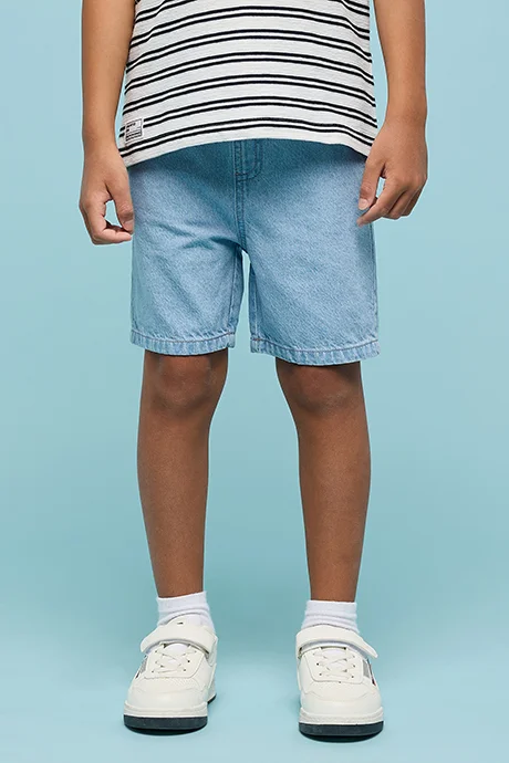 R&B Washed Denim Shorts with Drawstring Waist
