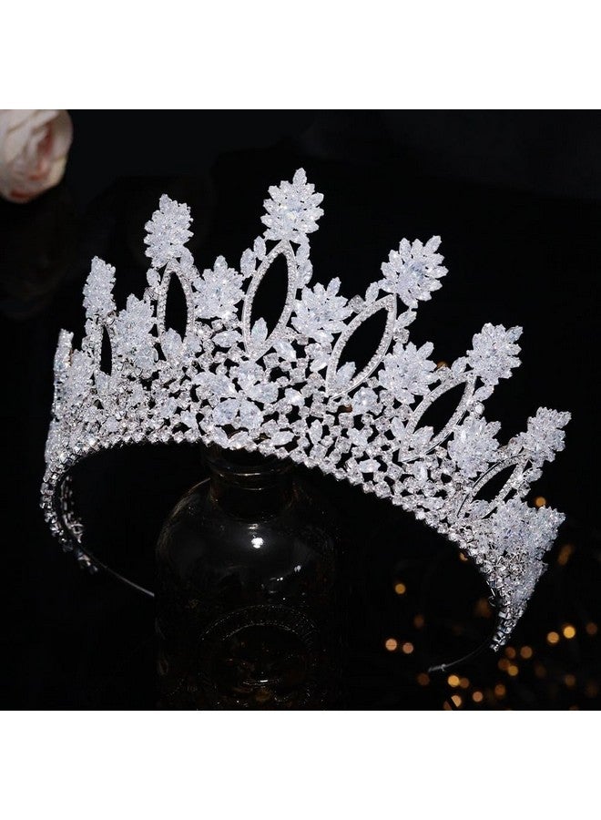 Aoligrace Luxury Tall Cubic Zirconia Tiaras And Crowns For Women Cz Pageant Birthday Headpiece Party Bridal Hair Accessories Sliver - Image 5