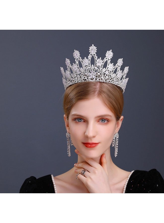 Aoligrace Luxury Tall Cubic Zirconia Tiaras And Crowns For Women Cz Pageant Birthday Headpiece Party Bridal Hair Accessories Sliver - Image 2