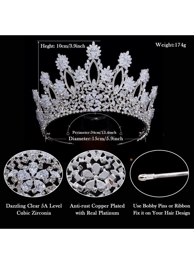 Aoligrace Luxury Tall Cubic Zirconia Tiaras And Crowns For Women Cz Pageant Birthday Headpiece Party Bridal Hair Accessories Sliver - Image 4