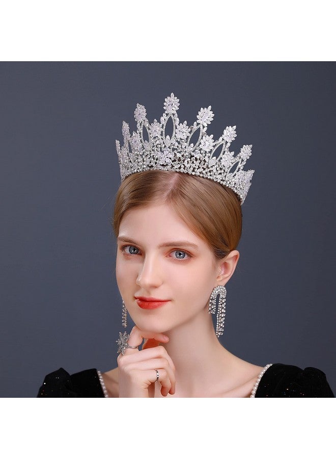 Aoligrace Luxury Tall Cubic Zirconia Tiaras And Crowns For Women Cz Pageant Birthday Headpiece Party Bridal Hair Accessories Sliver - Image 3