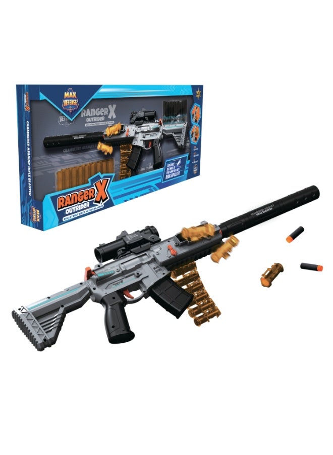 Max Defense Outrider Bullet Belt & Shell Eject Action Blaster | 20X Eva Bullets | 18X Bullet Casting | 1X Aiming Scope | Age 6+ Max Defense Ranger X - Image 1