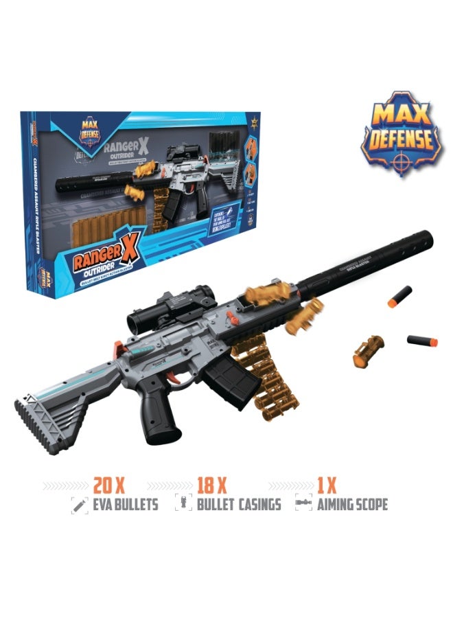 Max Defense Outrider Bullet Belt & Shell Eject Action Blaster | 20X Eva Bullets | 18X Bullet Casting | 1X Aiming Scope | Age 6+ Max Defense Ranger X - Image 4