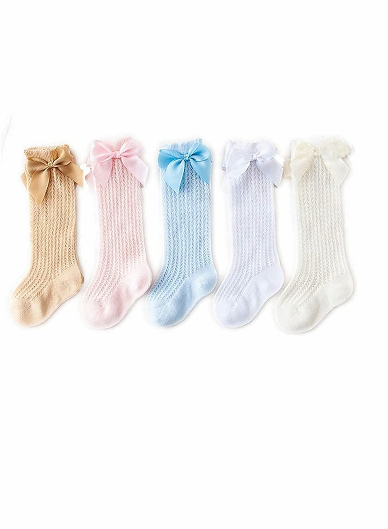 Barakah Baby Girls Knee High Mesh Socks Breathable Infants Toddlers Bowknot for Dress - Image 5