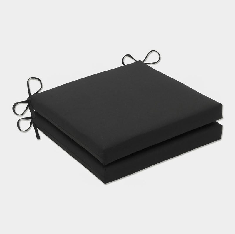 Pillow Perfect Fresco Solid IndoorOutdoor Patio Seat Cushions Plush Fiber Fill Weather and Fade Resistant Square Corner  20 x 20 Black 2 Count