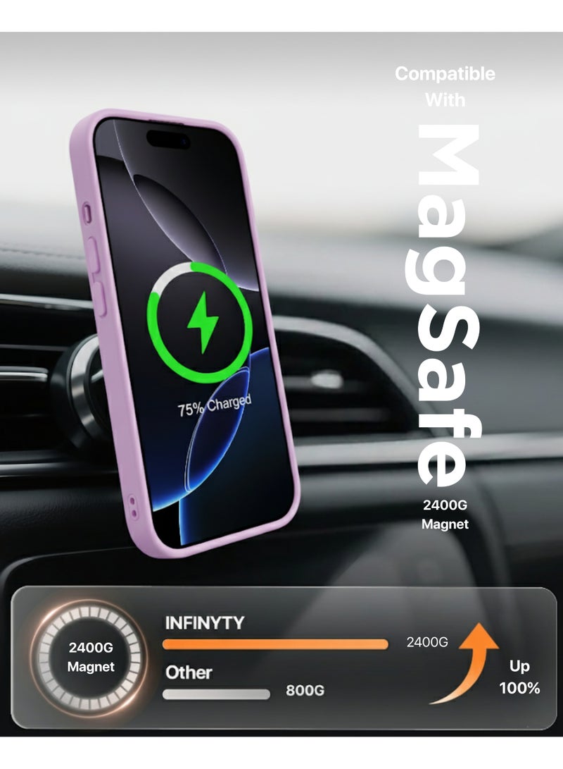 INFINYTY iPhone 17 Frosted Soft Touch Case - Gleam Purple, Anti-Slip Grip, MagSafe Compatible, Mil. Grade Drop Protection, Translucent Frosted Back, Air Cushion Corners, Matte Finish, Scratch-Resistant, Hybrid Cover, Raised Camera and Screen Protection - Image 4