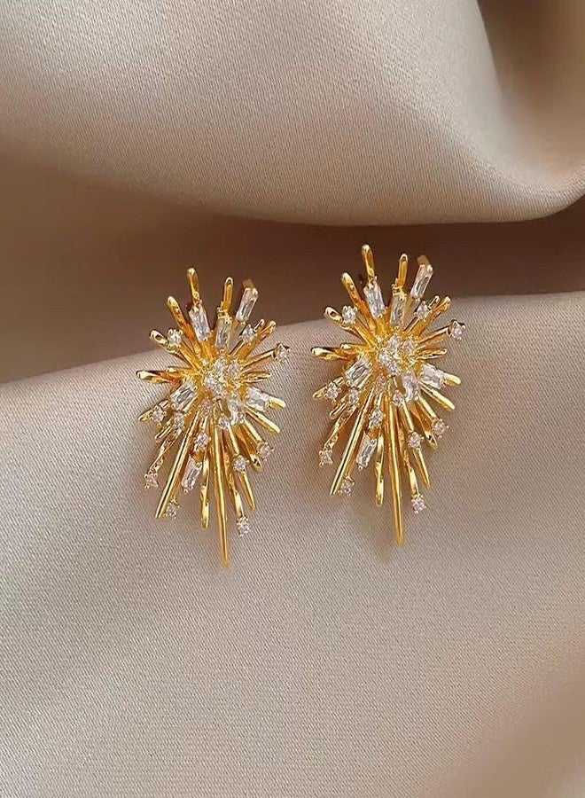 MEENAZ Earrings For Women & Girls Stylish | Western Korean Earrings Bali | Butterfly| Stud Earrings Set for Women Moti Accessories Aesthetic | Fashion American Diamond AD CZ Gold Stud earinging 79 - Image 4
