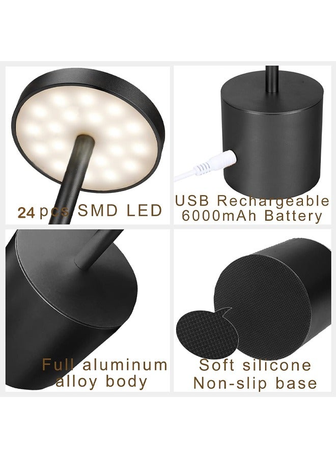 HQ-GAMING Cordless Table Lamp, Portable LED Desk Lamp, 3600mAh Rechargeable Battery Desk Lamp, 3 Level Brightness Waterproof Table Light for Restaurant, Bedroom (Black)  - Image 2