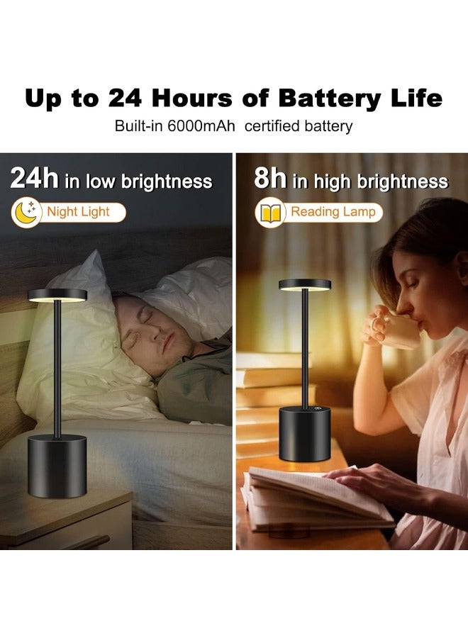 HQ-GAMING Cordless Table Lamp, Portable LED Desk Lamp, 3600mAh Rechargeable Battery Desk Lamp, 3 Level Brightness Waterproof Table Light for Restaurant, Bedroom (Black)  - Image 3