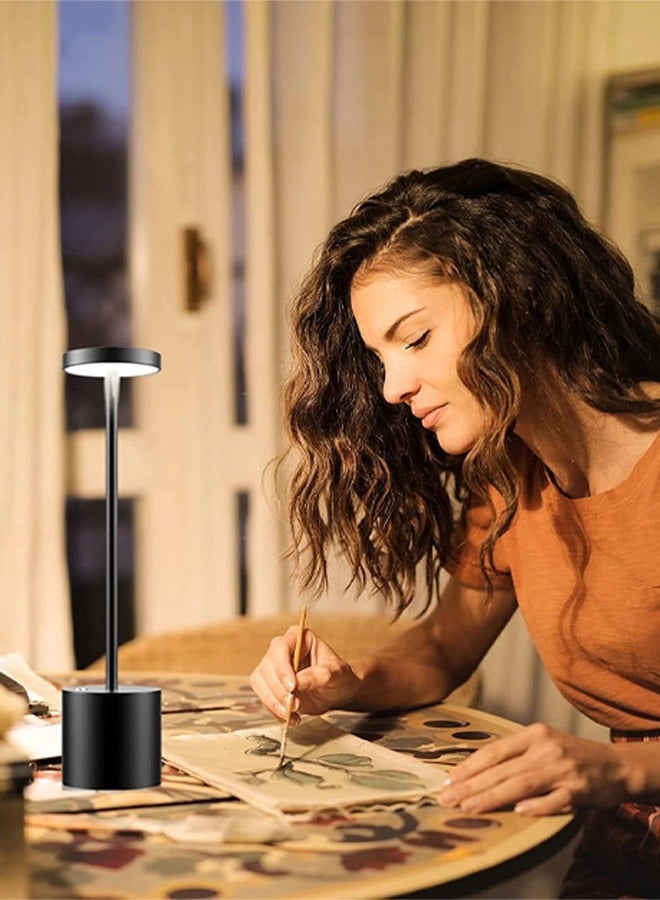 HQ-GAMING Cordless Table Lamp, Portable LED Desk Lamp, 3600mAh Rechargeable Battery Desk Lamp, 3 Level Brightness Waterproof Table Light for Restaurant, Bedroom (Black)  - Image 4