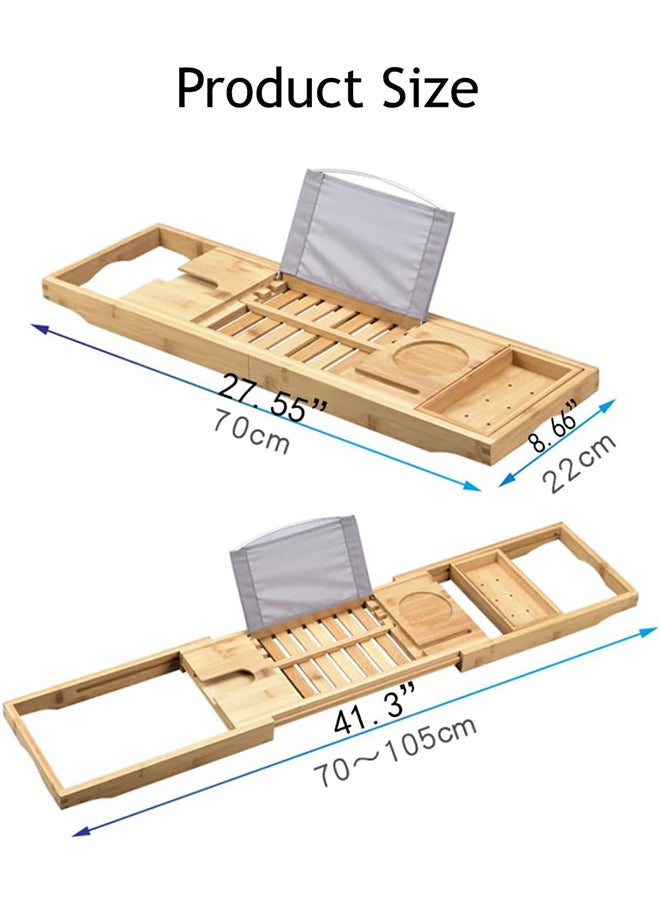 SKY-TOUCH Bathtub Bamboo Stand Holder Adjustable Bath Tray With Luxury Book Rest Device Tablet Kindle Ipad Smart Phone for A Home Spa Experience Yellow  - Image 2