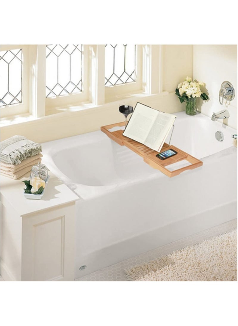 SKY-TOUCH Bathtub Bamboo Stand Holder Adjustable Bath Tray With Luxury Book Rest Device Tablet Kindle Ipad Smart Phone for A Home Spa Experience Yellow  - Image 4