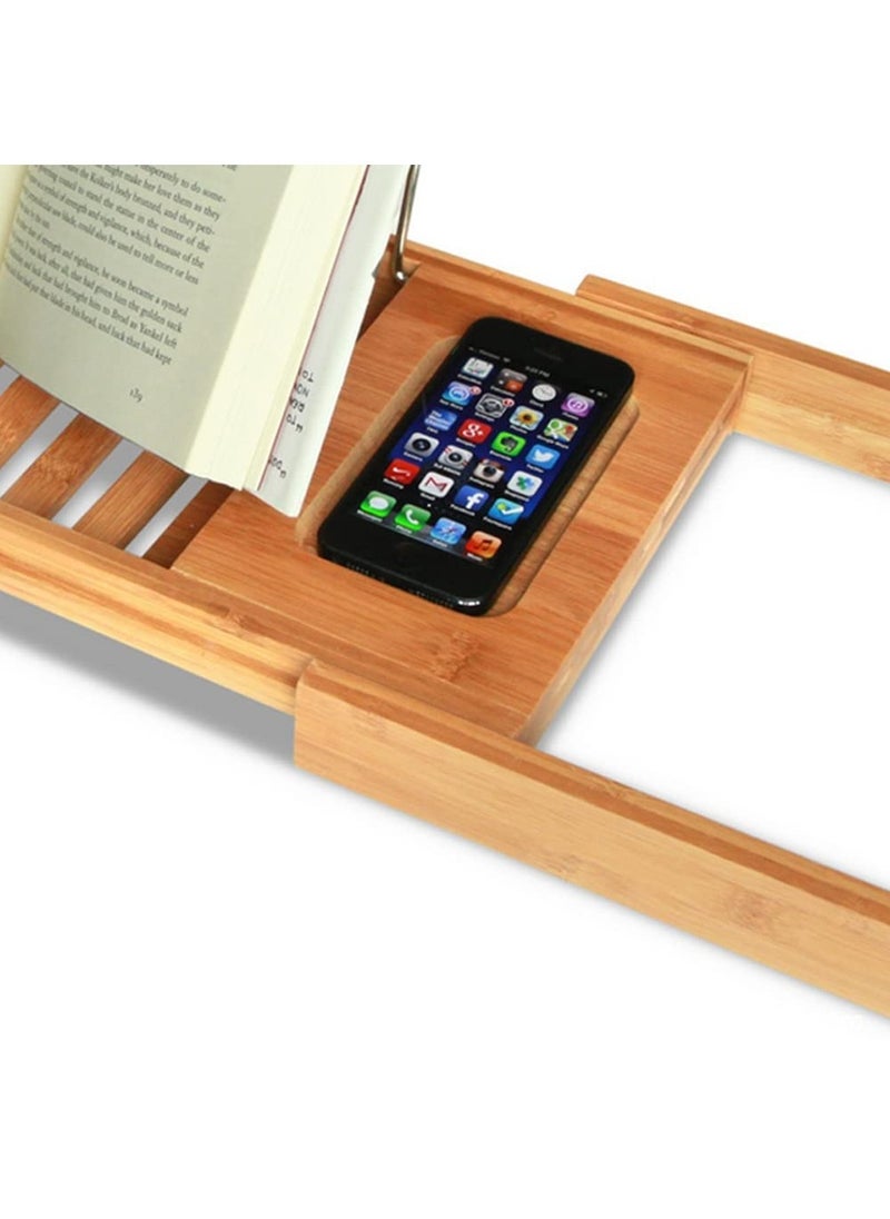 SKY-TOUCH Bathtub Bamboo Stand Holder Adjustable Bath Tray With Luxury Book Rest Device Tablet Kindle Ipad Smart Phone for A Home Spa Experience Yellow  - Image 5