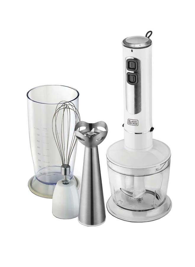 BLACK+DECKER 4-in-1 Stem Hand Blender with Chopper Bowl and Whisk SB4000-B5 White - Image 1