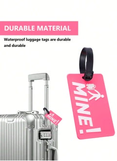 Cuisine Art Luggage Tag with Name ID Card, Personalized Identifier ID Labels, Flexible PVC Travel Tags, Secure Travel Luggage Labels for Baggage Identity, Suitcase Tag "Mine!" Design, Pink  - Image 4