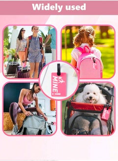Cuisine Art Luggage Tag with Name ID Card, Personalized Identifier ID Labels, Flexible PVC Travel Tags, Secure Travel Luggage Labels for Baggage Identity, Suitcase Tag "Mine!" Design, Pink  - Image 5