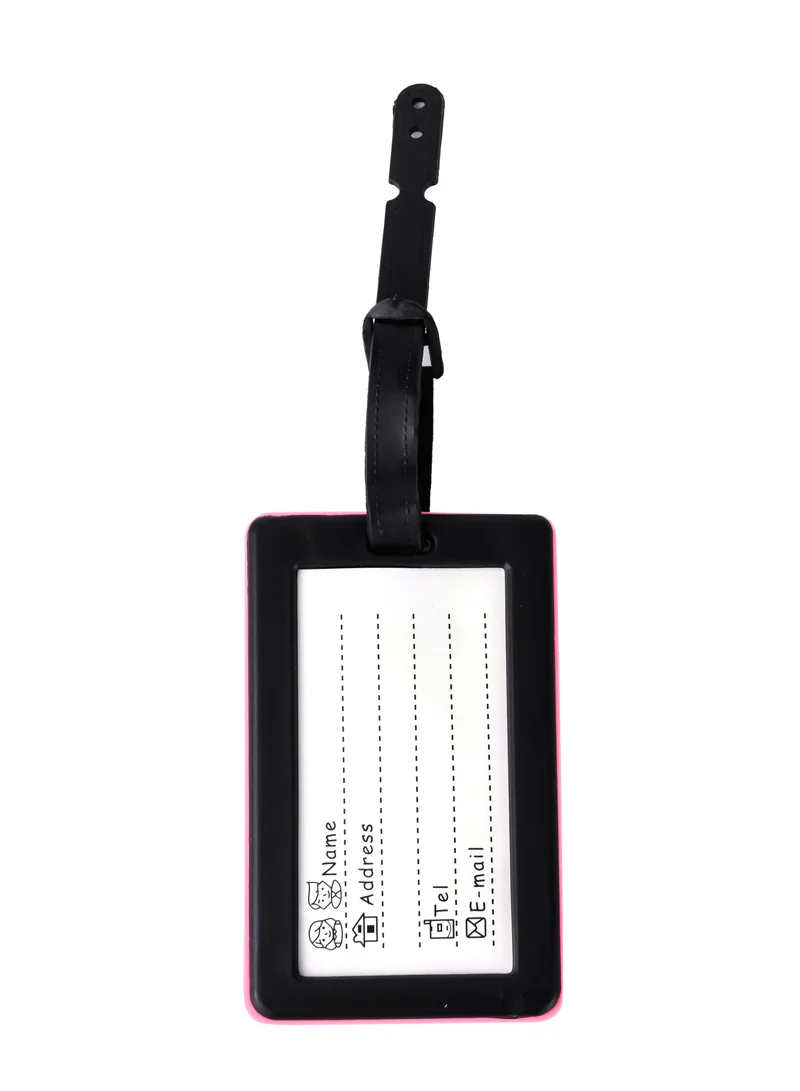 Cuisine Art Luggage Tag with Name ID Card, Personalized Identifier ID Labels, Flexible PVC Travel Tags, Secure Travel Luggage Labels for Baggage Identity, Suitcase Tag "Mine!" Design, Pink