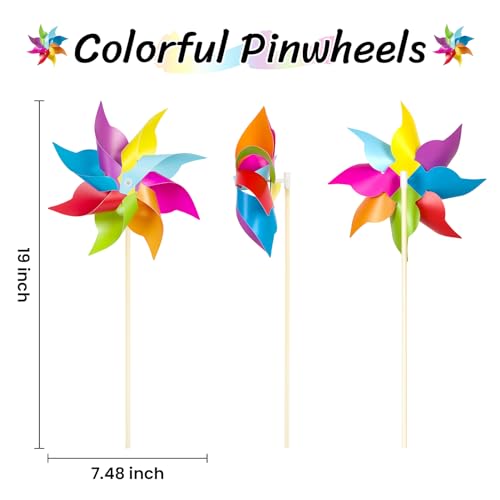 HOOSUN 12 Pack Rainbow Pinwheels for Yard and Garden,Rainbow Party Decorations for Kids, Colorful Garden Wind Spinners Outdoor Decor,Party Favors for Kids,Lawn,Yard,Patio - Image 2