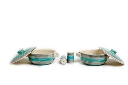 Caffeine Ceramic Handmade Sea Green Dinner Set (37 pcs. Dishwasher Safe & Microwave Safe) - Image 2