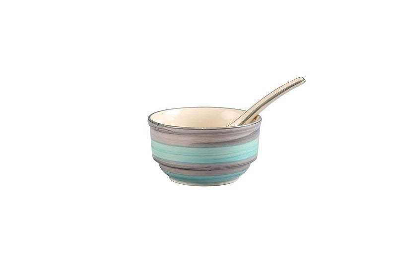 Caffeine Ceramic Handmade Sea Green Dinner Set (37 pcs. Dishwasher Safe & Microwave Safe) - Image 4