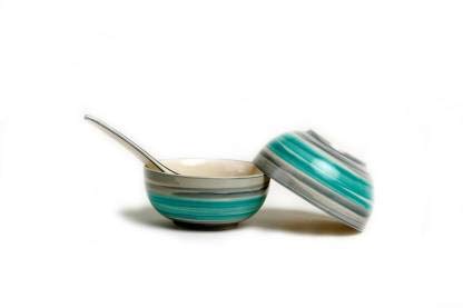 Caffeine Ceramic Handmade Sea Green Dinner Set (37 pcs. Dishwasher Safe & Microwave Safe) - Image 5