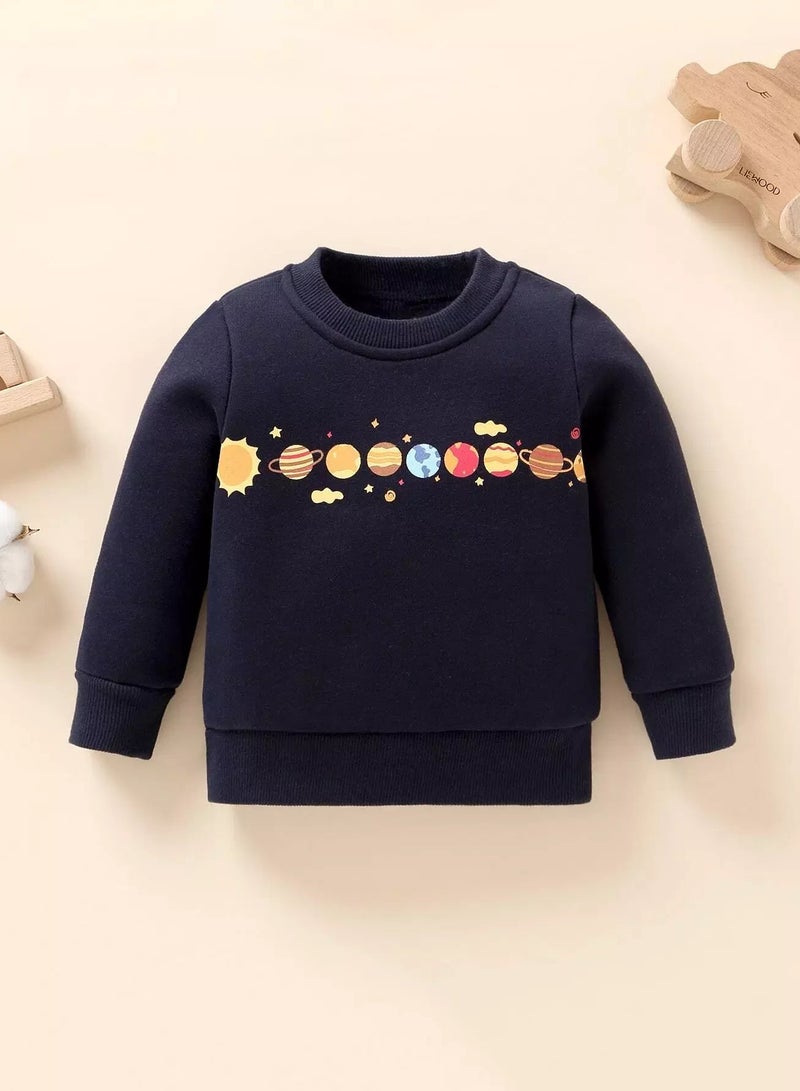 Baby Planet Print Thermal Pullover - Image 1