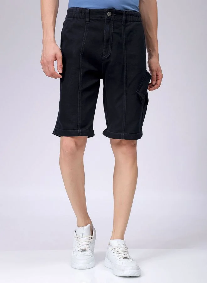 The Indian Garage Co Men Baggy Solid Mid-Rise Convertible Cargo Denim
