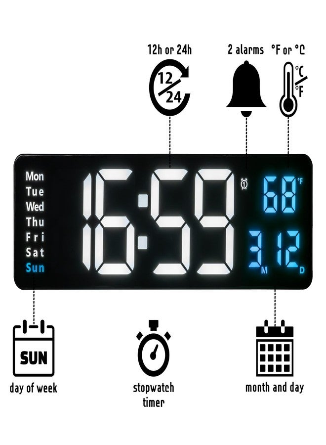 Opis Technology Opis Clock 1 (XXL 16'' White & Blue): The Colorful Retro Rectangular Digital Wall Clock, Digital Clock Wall, Digital Clock with Temperature, Timer and Counter - Image 2