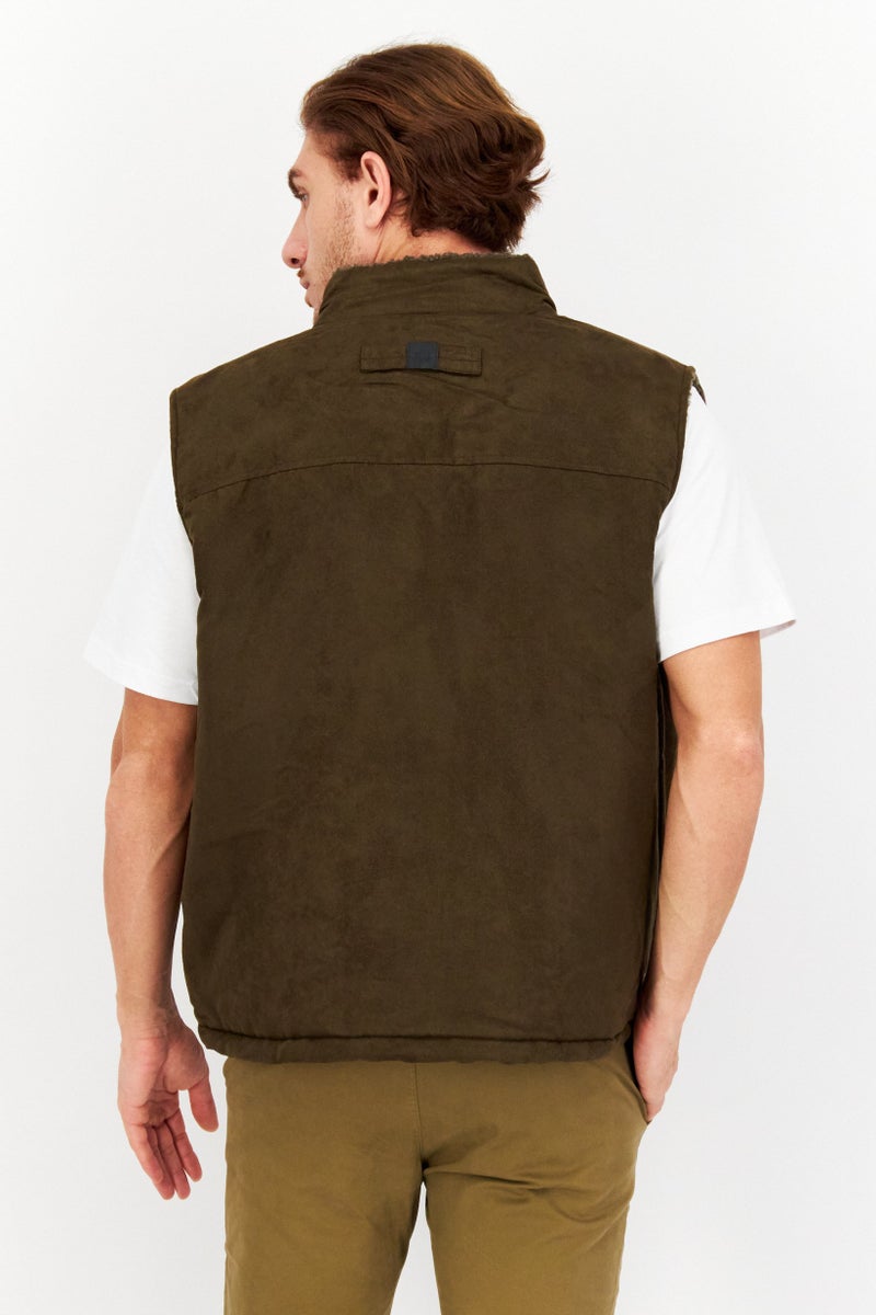 Rainforest Men High Neck Sleeveless Plain Vest, Khaki - Image 3