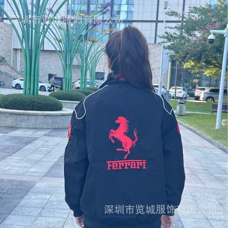 بدلة سباق F1 مطرزة عصرية أمريكية باردة هيب هوب جاكيت فيراري بدلة طيران كاجوال أزياء - Image 4