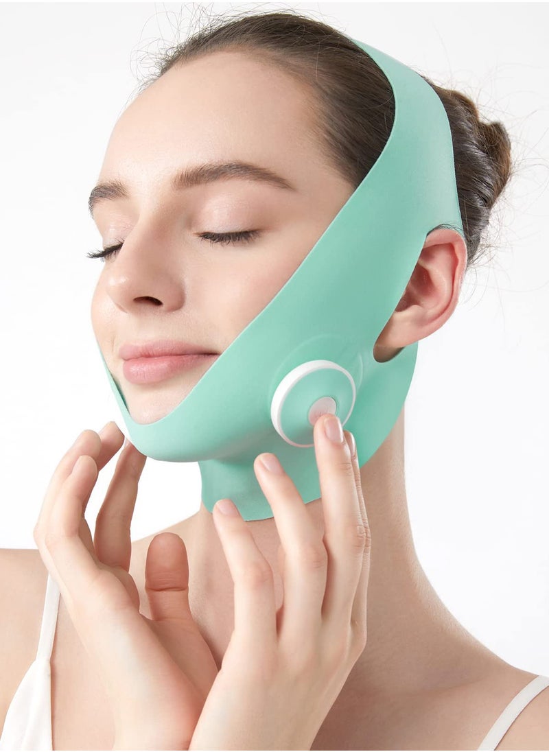 Double Chin Tightener Massage Reducer Face V Line Tape Massager Device Soft Fabric Jawline Exerciser 5 Levels of Adjustment Auto stop Achieve a Youthful V Face Effect with Comfort and Style