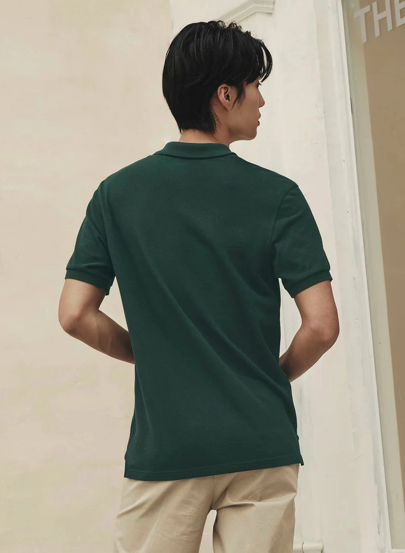 جيوردانو قميص بولو رجالي قطن بيكيه بأكمام قصيرة من مجموعة كوريا