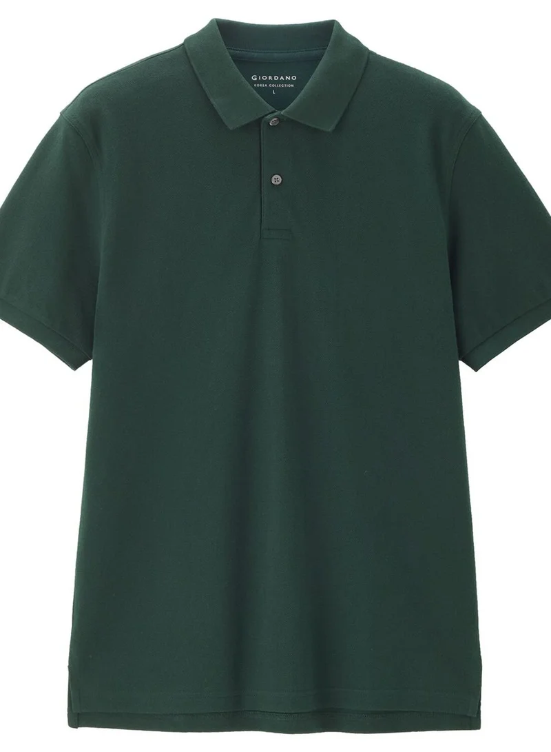 جيوردانو قميص بولو رجالي قطن بيكيه بأكمام قصيرة من مجموعة كوريا