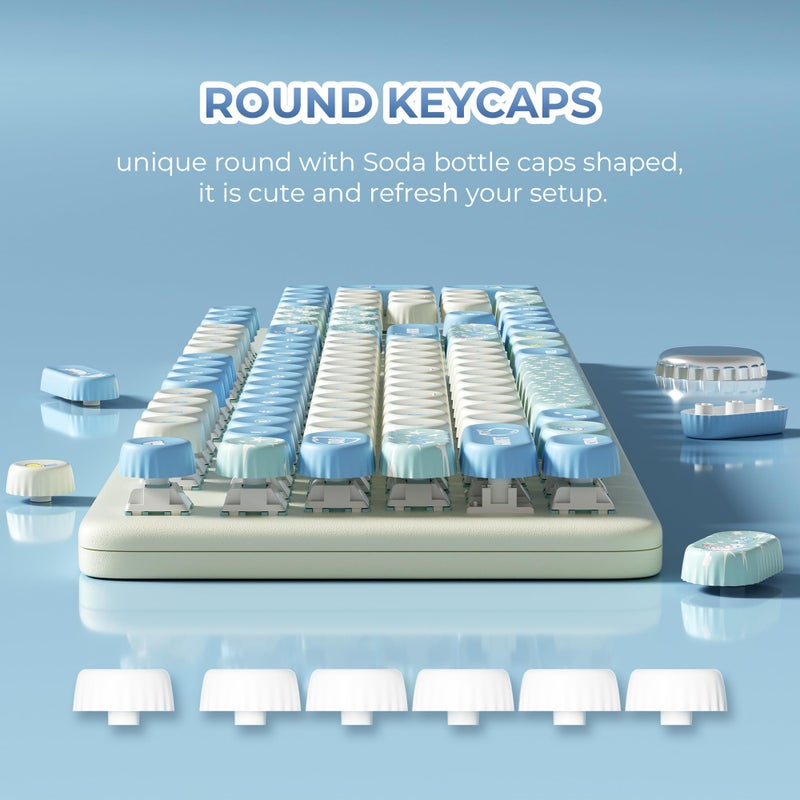 Hkfos XVX Round Typewriter Keycaps, Cute PBT Keycap Set, Dye-Sublimation Keyboard Keycaps Suitable for 60% 65% 75% 80% 96% 100% Layout Mechanical Keyboard - Image 5