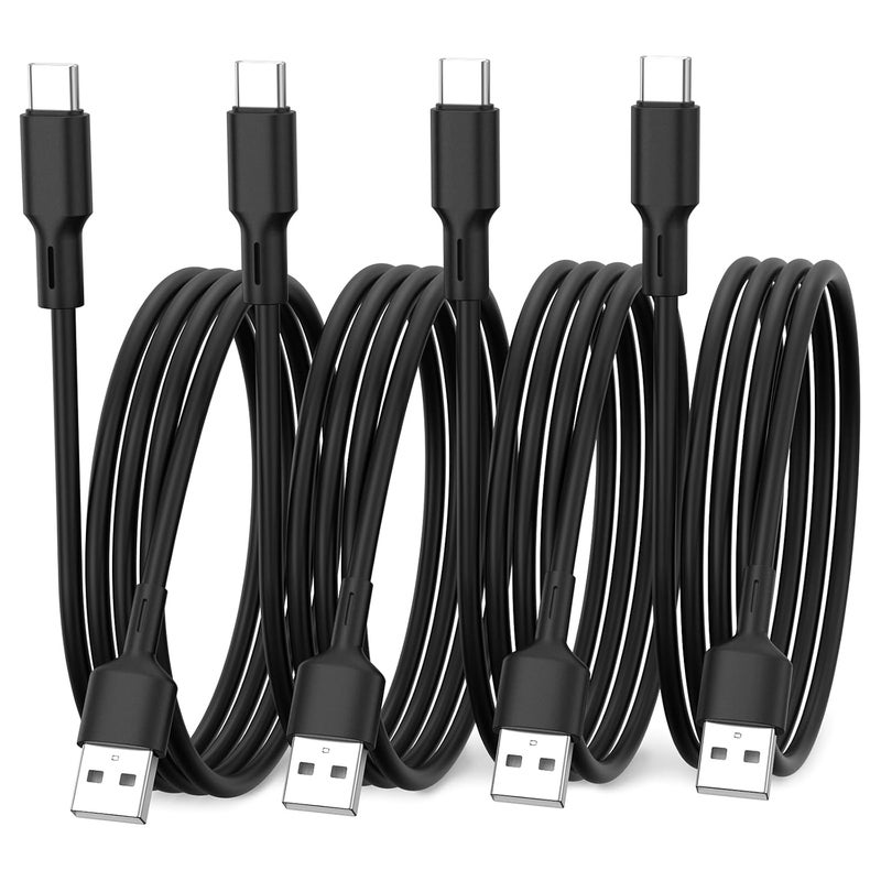 شيتيك كابلات USB من النوع C من 4 قطع (3 أقدام/1 متر)، كابل USB من A إلى C، سريعة الشحن 2.4A، سلك PVC لهاتف iPhone 16 15 Pro Max وGoogle Pixel وiPad Pro وMacBook Pro وSwitch tec. (النوع C، 4 قطع [أسود A]، 1 متر) - Image 1